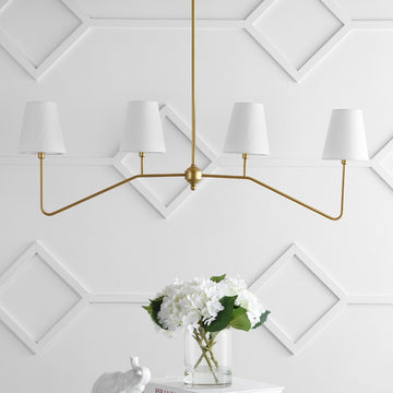 Signe 47.5" 4-Light Classic Minimalist Iron Linear LED Pendant - JONATHAN Y